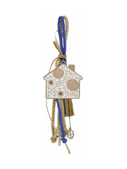 Inart Hanging Lucky Charm Home Gold/ Blue made of Metal 30cm 1pcs