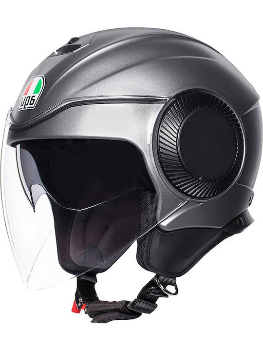 AGV Orbyt Solid Matt Grey Κράνος Μηχανής Jet 1280gr με Sunvisor