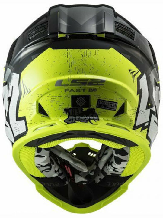 LS2 Fast Evo MX437 Crusher Black H-V Yellow Κράνος Μηχανής Motocross ECE 22.05 1150gr