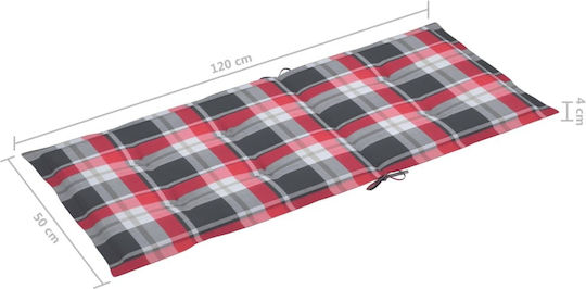 Schaukelstuhl Acacia / Red Checkered 57x100x117cm