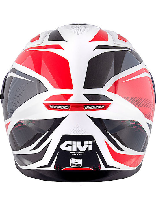 Givi 50.6 Stoccarda Follow White Red Black Motorcycle Helmet Full Face Weight 1490g with Sun Visor