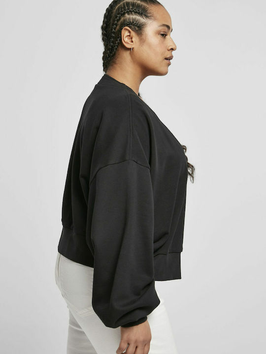 Short Women's Cardigan with Buttons Black