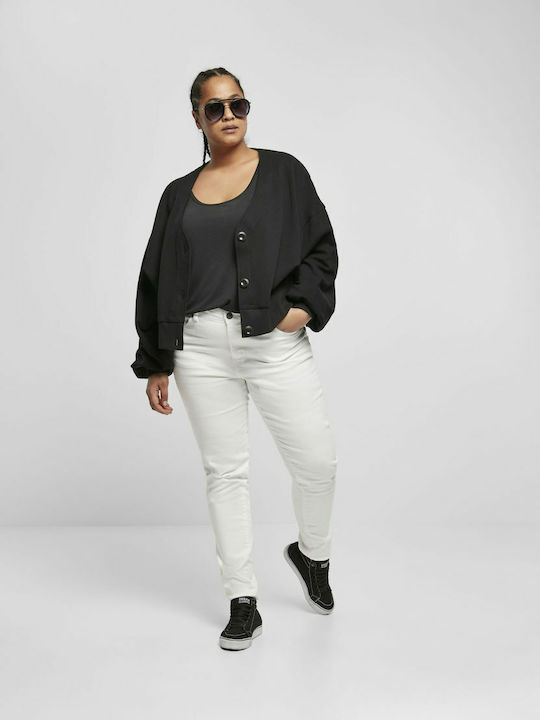 Short Women's Cardigan with Buttons Black