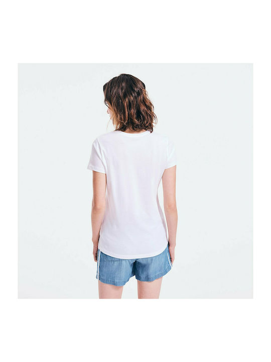 Nautica Γυναικείο T-shirt Λευκό με Λαιμόκοψη V