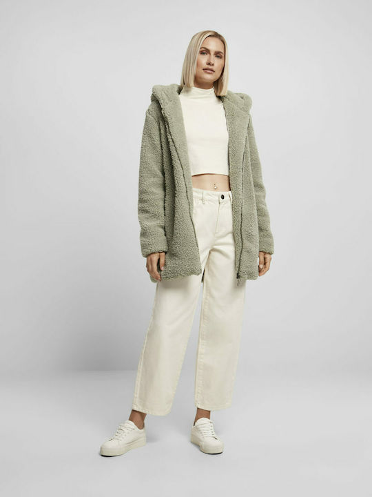 Sherpa Women's Soft Salvia Coat with Hood