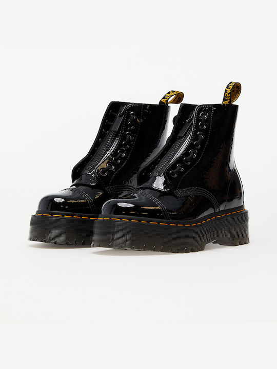 Sinclair Women's Patent Leather Combat Boots Black