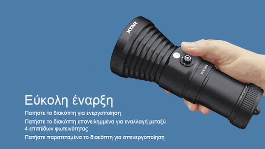 XTAR D28 Φακός Κατάδυσης LED με Φωτεινότητα 3600lm για Βάθος έως 100m