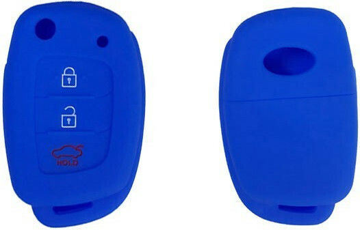 Silicone Car Key Cover Case with 3 Buttons for Hyundai Blue
