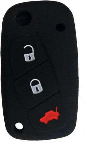 Husă Cheie din Silicon cu 3 Butoane pentru Fiat / Lancia în Culoarea Negru