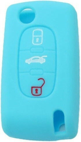 Silicone Car Key Cover Case with 3 Buttons for Citroen / Peugeot Turquoise