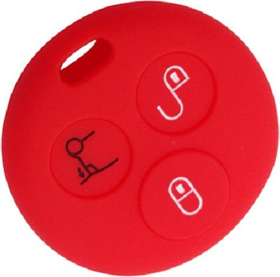 Silicone Car Key Cover Case with 3 Buttons for Smart Red