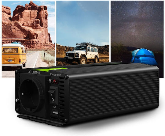 Green Cell Car Inverter Modified Sinewave 300W to Converter 12V DC in 230V AC with 1xUSB