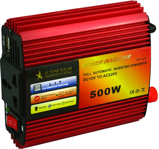 inverter Invertor Auto Modificat Sine Wave 500W pentru Convertirea 12V DC în 220V AC cu 1xUSB