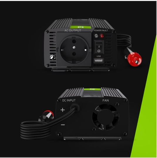 Green Cell Pro Green Invertor Auto Modificat Sine Wave 300W pentru Convertirea 24V DC în 230V AC cu 1xUSB