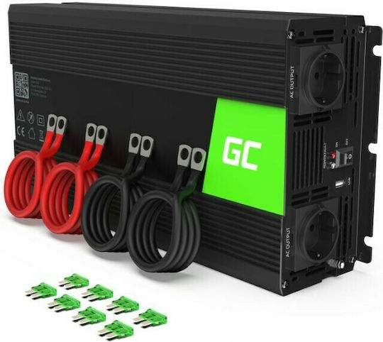 Green Cell Car Inverter Pure Sinewave 4000W to Converter 12V DC in 230V AC with 1xUSB