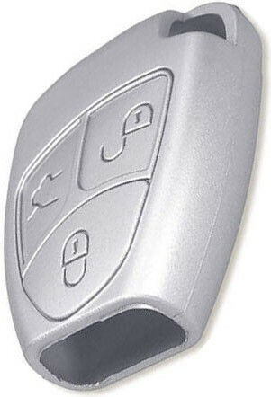 Silicone Car Key Cover Case with 3 Buttons for Mercedes Benz Silver