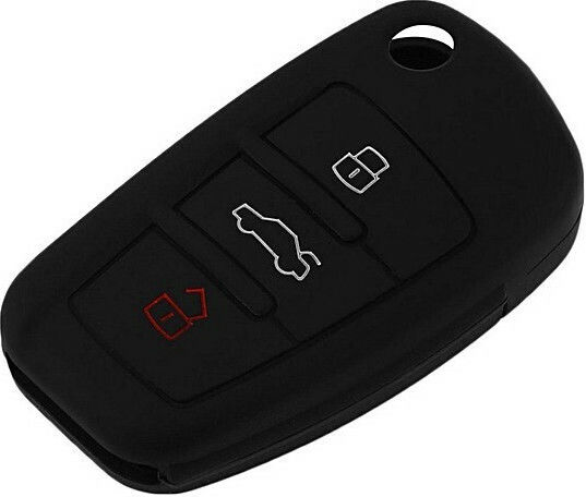 Silicone Car Key Cover Case with 3 Buttons for Audi Black