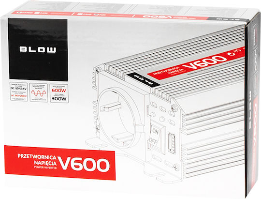 Blow V600 Car Inverter 300W to Converter 24V DC in 230V AC with 1xUSB