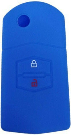 Silicone Car Key Cover Case with 2 Buttons for Mazda Blue