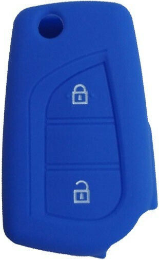 Silicone Car Key Cover Case with 2 Buttons for Toyota Blue