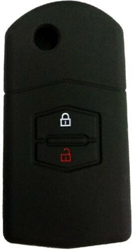 Silicone Car Key Cover Case with 2 Buttons for Mazda Black