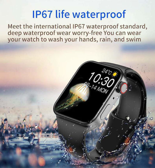 T100 Plus 42mm Smartwatch με Παλμογράφο (Μαύρο)