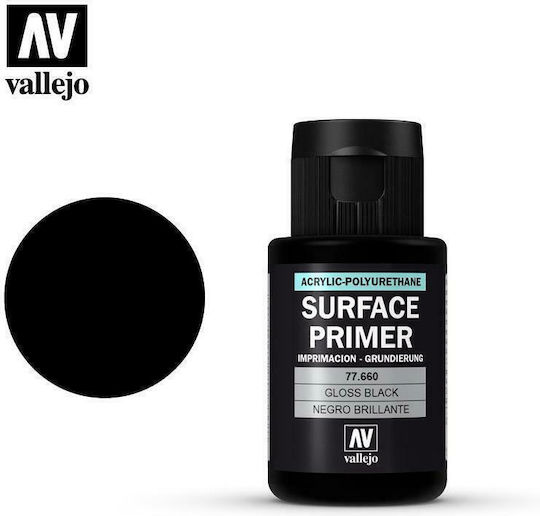 Acrylicos Vallejo Surface Primer Χρώμα Μοντελισμού Gloss Black 32ml