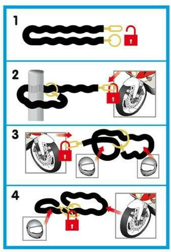 Lampa C-Lock 150R 150cm Motorcycle Anti-Theft Chain with Lock in Black