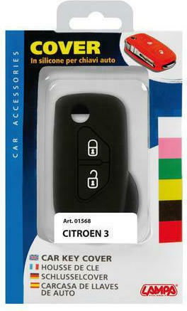 Husă Cheie Type-6 din Silicon cu 2 Butoane pentru Citroen în Culoarea Negru 01568