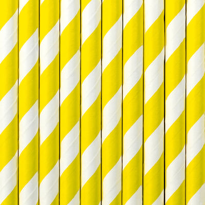 Stripped Yellow Straw Paper Yellow 10pcs