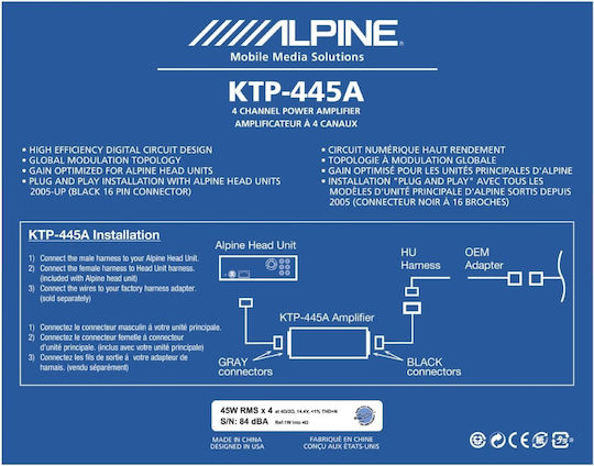Alpine Ενισχυτής Αυτοκινήτου 4 Καναλιών