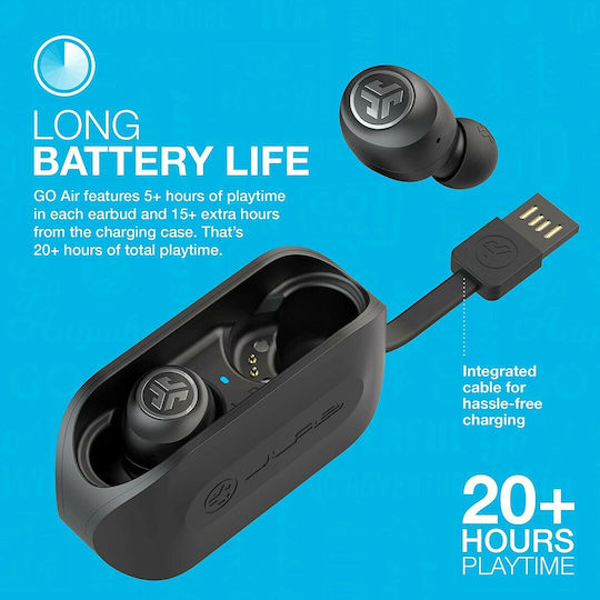 Jlab Go Air In-ear Bluetooth Handsfree Căști cu Carcasă de Încărcare Negru