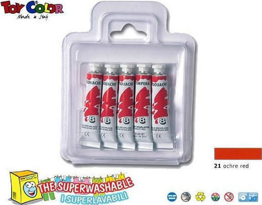 Toy Color Tempera de Pictură Roșu ocru în Tubular 12ml 5buc