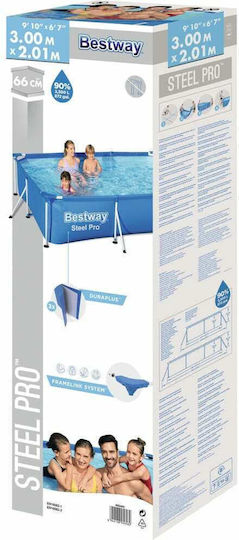 Bestway Steel Pro Swimming Pool PVC 3300lt with Metallic Frame 300x201x66cm Light Blue