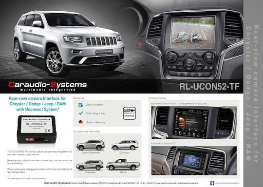 Kit Montare Cameră Auto Interfață cameră spate pentru Jeep cu Uconnect8.4d-cs-rl-Ucon52-tf