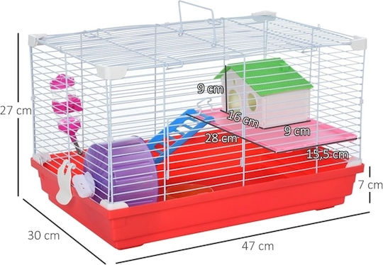 Pawhut Rodent Cage Metal Cage for Hamster 47x30x27 cm 47x30x27cm