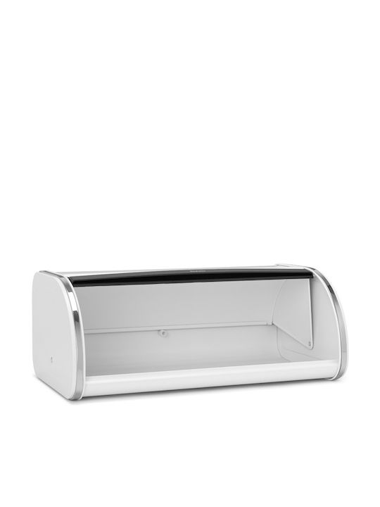 Brabantia Roll Top Bread Bin Bread Box with Lid Inox White 44.7x26.8x17.3cm