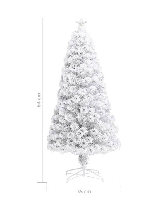 Christmas White Tree with Metallic Base, Built in Branches and LED Lighting H64pcs