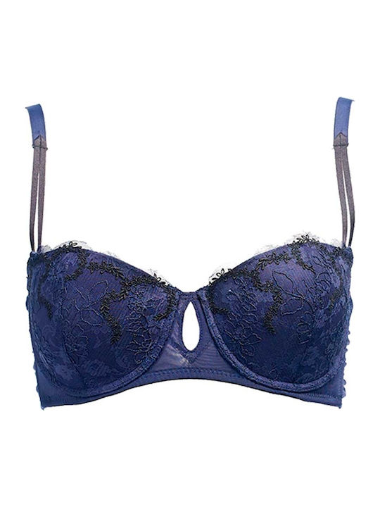 Moulin Rouge Valentine Balconette Μπλε Σουτιέν χωρίς Ενίσχυση με Μπανέλες