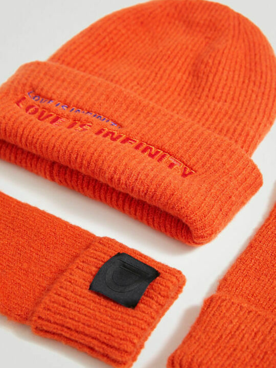 Desigual Happy Bag Knitted Beanie Cap Orange 21WAOA40-7026