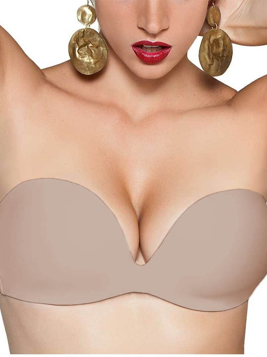 Secret Sense Strapless Bra with Light Padding Underwire Beige