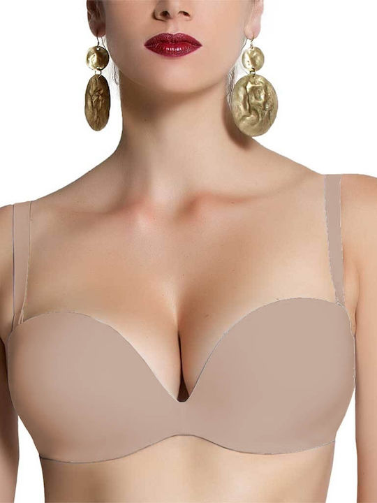 Secret Sense Strapless Bra with Light Padding Underwire Beige