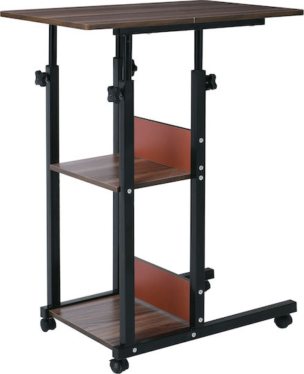 Rechteckiger Beistelltisch Lift Holz mit Rädern Braun M60xT40xH85cm EМ48,2