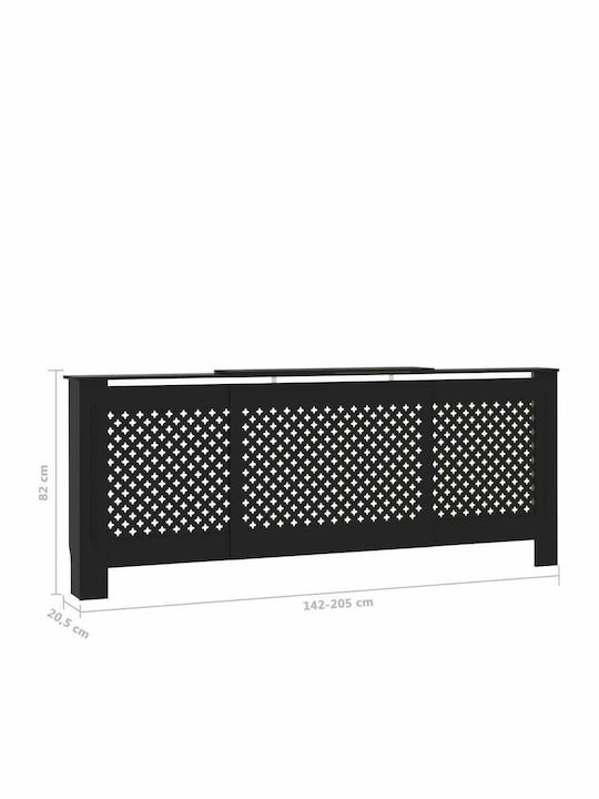 vidaXL Калориферно Капаче от MDF Черно Разтегаемо 205x20.5x82см