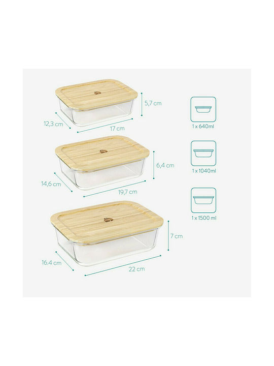 Navaris Lunchbox Glas Beige 3Stück