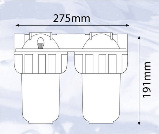 Atlas Filtri Medium Duplex Plus 3P AFO SX AB Συσκευή Φίλτρου Νερού Διπλή Κεντρικής Παροχής Διατομής 3/4'' RA108T412