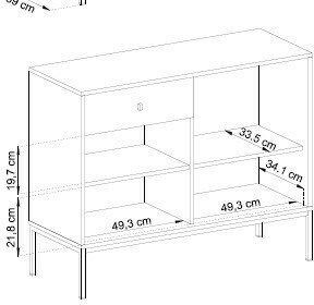 Μπουφές Mono Ξύλινος με Συρτάρια Μπλε 103.5x39x83.2cm