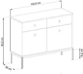 Μπουφές Mono Ξύλινος με Συρτάρια Μπλε 103.5x39x83.2cm