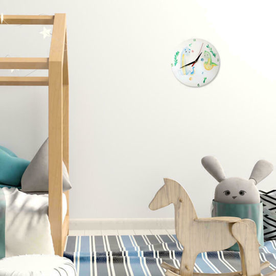 Yapadapadou Kids Wooden Wall Clock Dinosaurs 25cm