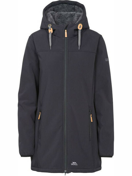 Kristen Lang Damen Parka Jacke mit pelziger Kapuze für Winter Schwarz